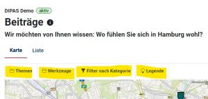 Menüeinstellungen in der Karteninstanz des Masterportals
