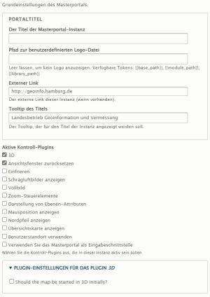 Portal-Einstellungen in der Masterportal Instanzkonfiguration