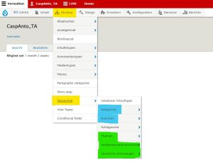 Menü: Struktur - Taxonomie