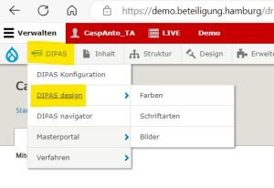 DIPAS Design im Backend Konfigurieren