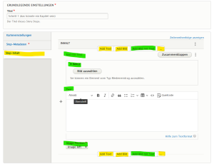 Story-Schritt Inhalt hinzufügen
